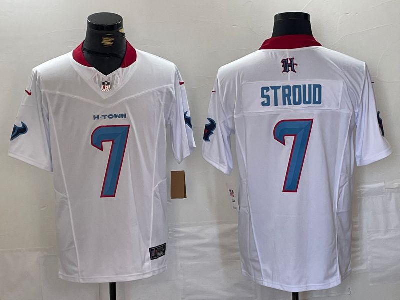 Men Houston Texans 7 Stroud White Three generations 2025 Nike Limited NFL Jersey style 21